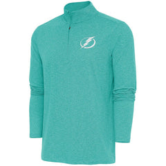 NHL Heather Aqua Tampa Bay Lightning Antigua White Logo Hunk Quarter-Zip Pullover