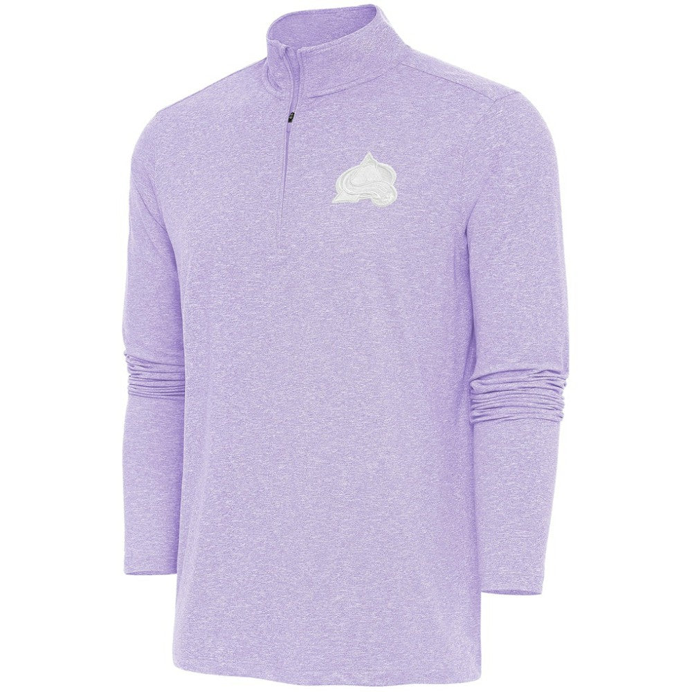 NHL Lavender Colorado Avalanche Antigua White Logo Hunk Quarter-Zip Pullover