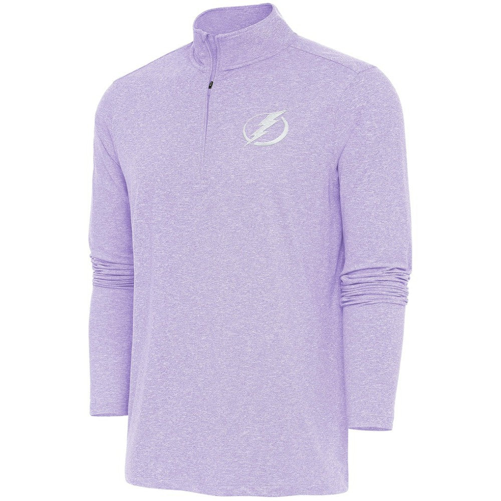 NHL Lavender Tampa Bay Lightning Antigua White Logo Hunk Quarter-Zip Pullover