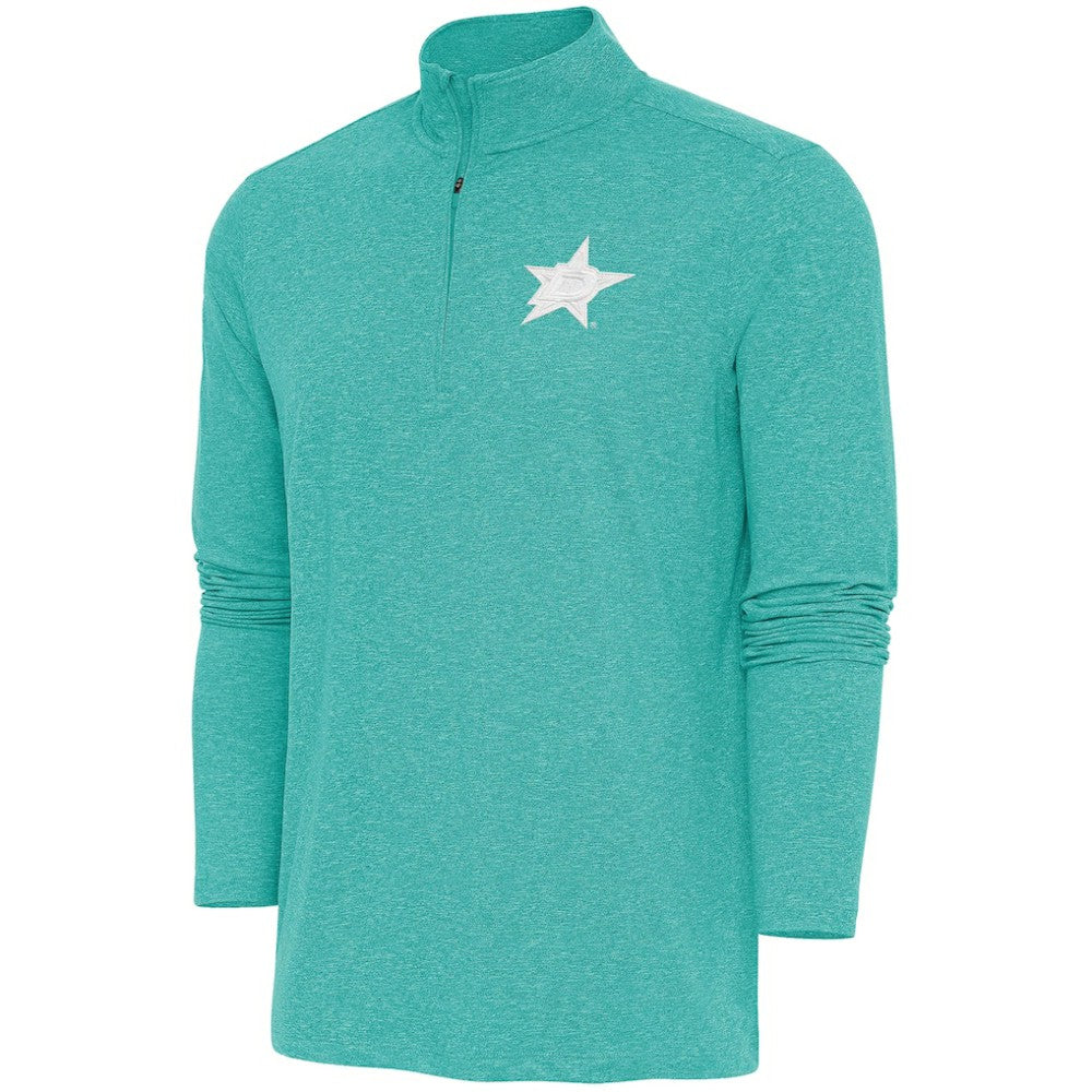 NHL Heather Aqua Dallas Stars Antigua White Logo Hunk Quarter-Zip Pullover