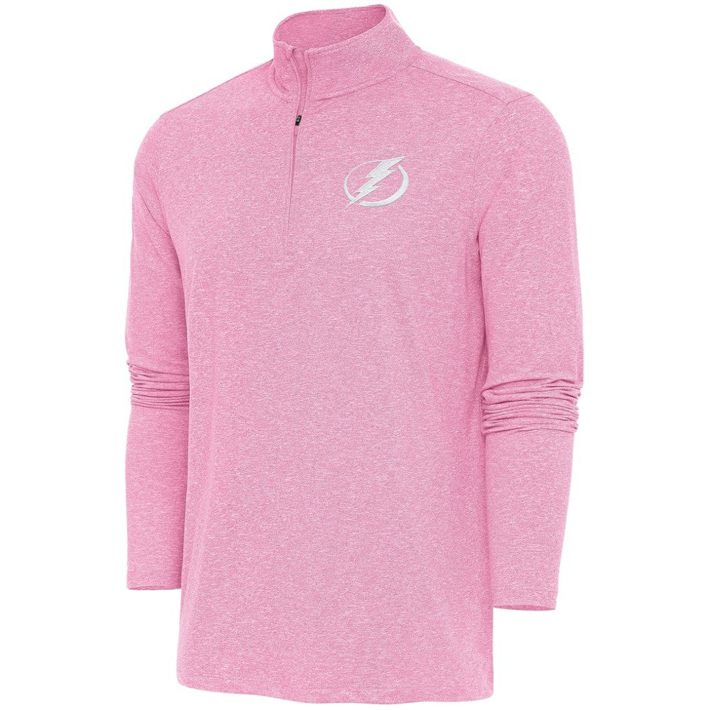 NHL Pink Tampa Bay Lightning Antigua White Logo Hunk Quarter-Zip Pullover