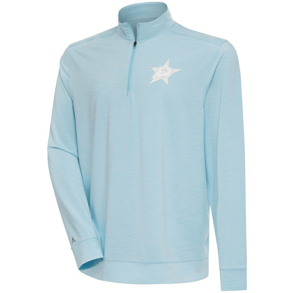 NHL Powder Blue Dallas Stars Antigua White Logo Bright Quarter-Zip Pullover