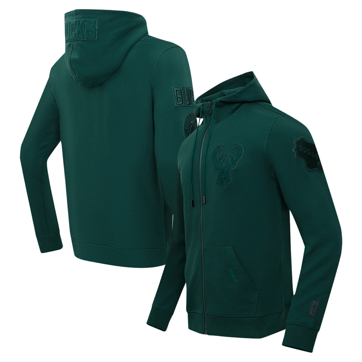 NBA Milwaukee Bucks Pro Standard Triple Tonal DK Full-Zip Hoodie Jacket