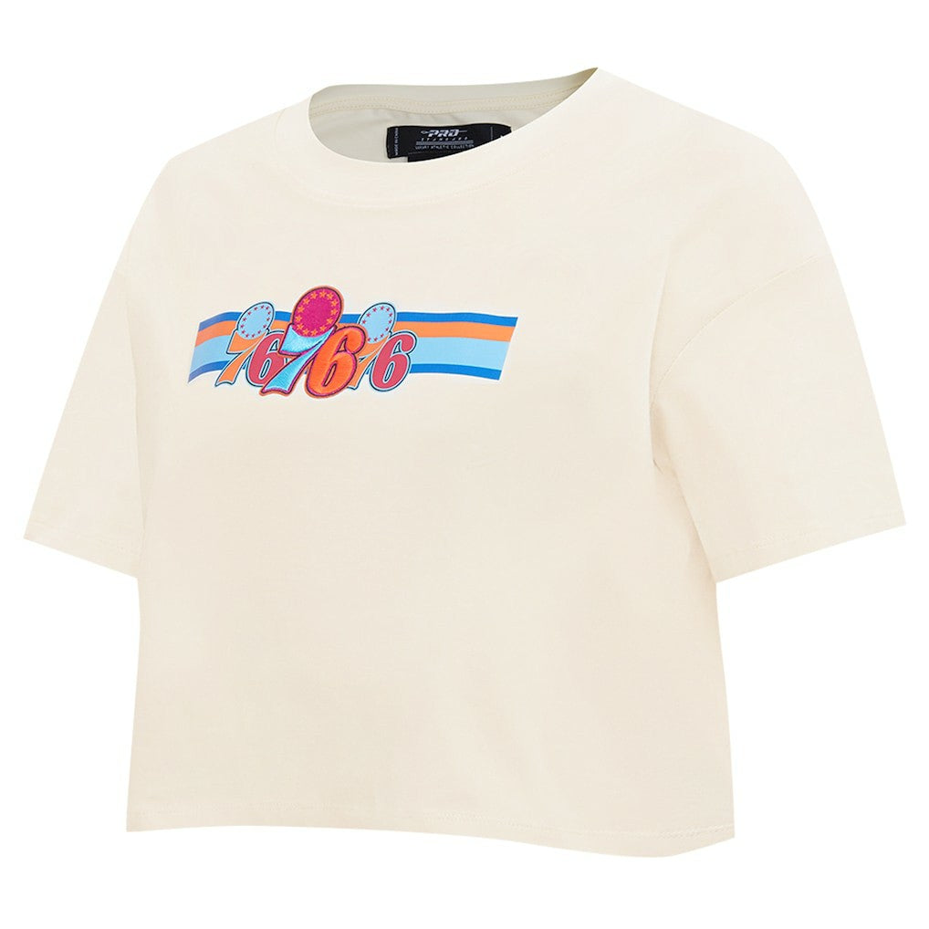 NBA Philadelphia 76ers Pro Standard Women's Retro Striper SJ Cropped Boxy T-Shirt