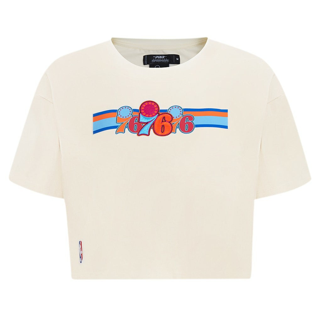 NBA Philadelphia 76ers Pro Standard Women's Retro Striper SJ Cropped Boxy T-Shirt