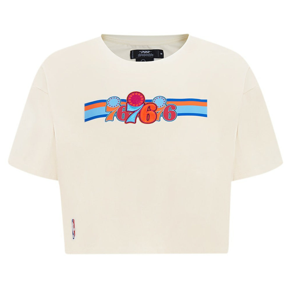 NBA Philadelphia 76ers Pro Standard Women's Retro Striper SJ Cropped Boxy T-Shirt