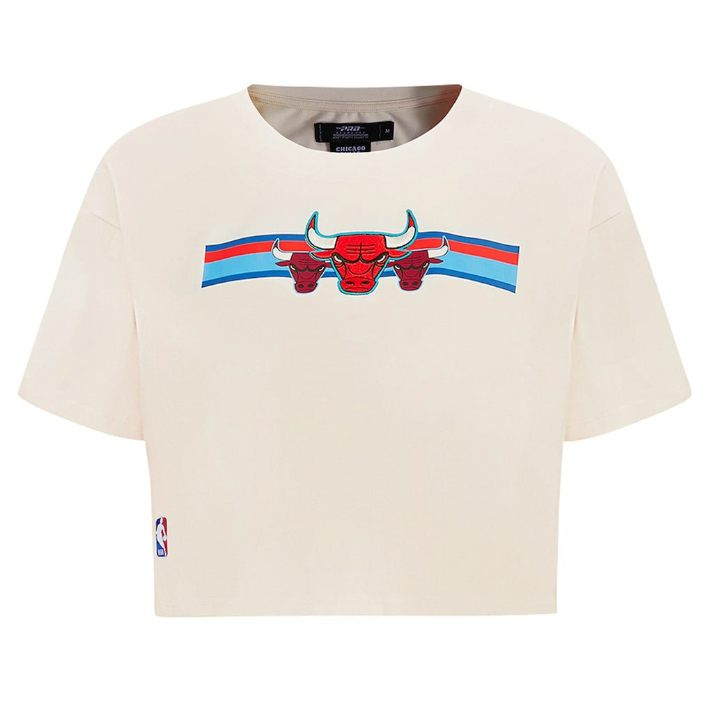 NBA Chicago Bulls Pro Standard Women's Retro Striper SJ Cropped Boxy T-Shirt sale