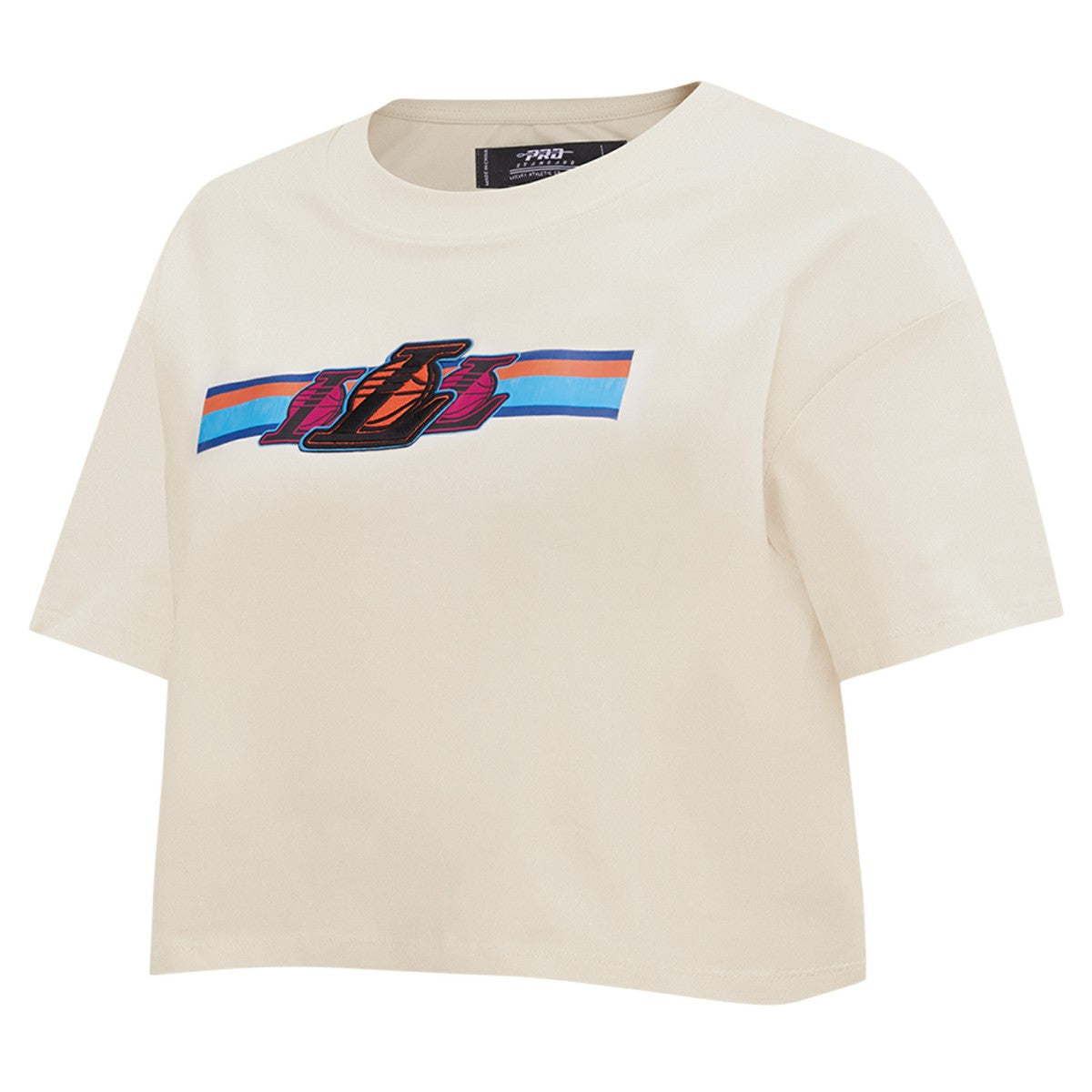 NBA Los Angeles Lakers Pro Standard Women's Retro Striper SJ Cropped Boxy T-Shirt
