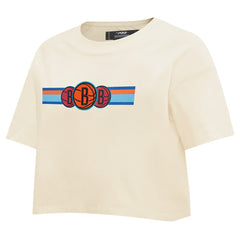 NBA Brooklyn Nets Pro Standard Women's Retro Striper SJ Cropped Boxy T-Shirt