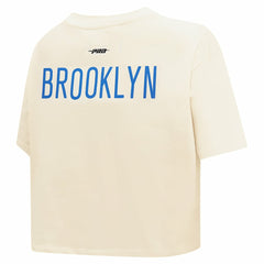 NBA Brooklyn Nets Pro Standard Women's Retro Striper SJ Cropped Boxy T-Shirt