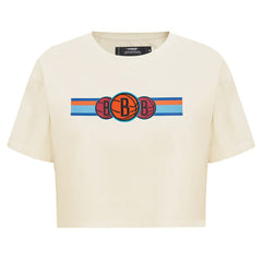 NBA Brooklyn Nets Pro Standard Women's Retro Striper SJ Cropped Boxy T-Shirt