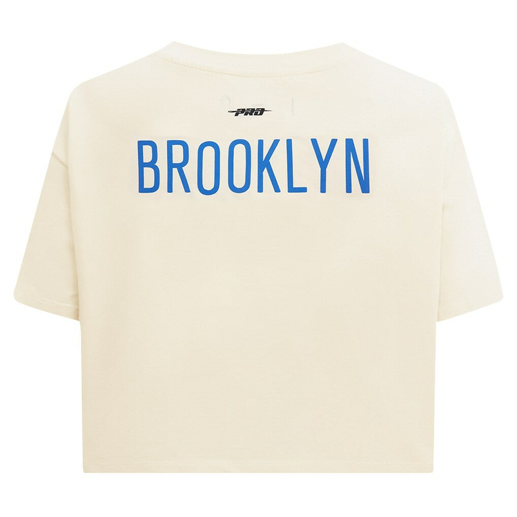 NBA Brooklyn Nets Pro Standard Women's Retro Striper SJ Cropped Boxy T-Shirt