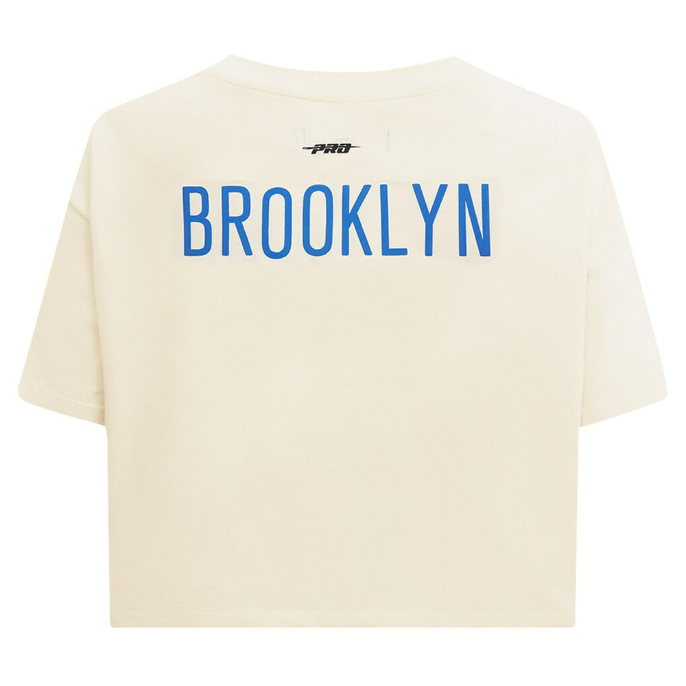 NBA Brooklyn Nets Pro Standard Women's Retro Striper SJ Cropped Boxy T-Shirt