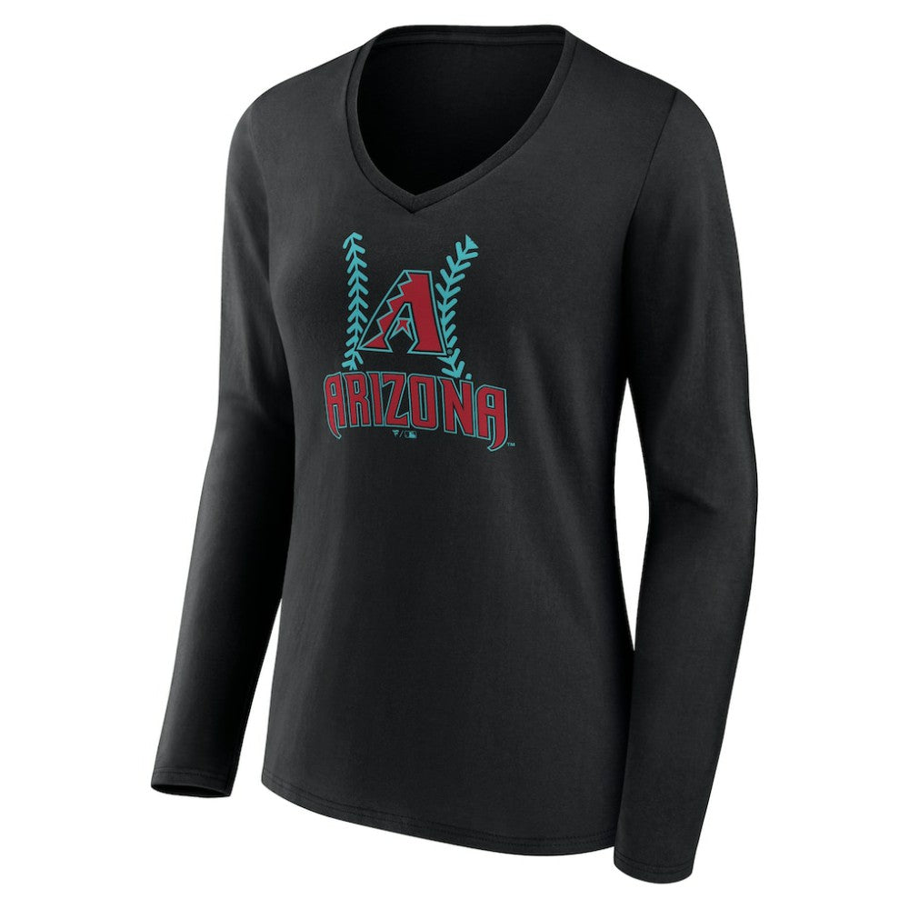 MLB Arizona Diamondbacks Women's Personalized Name & Number Fastball Long Sleeve V-Neck T-Shirt