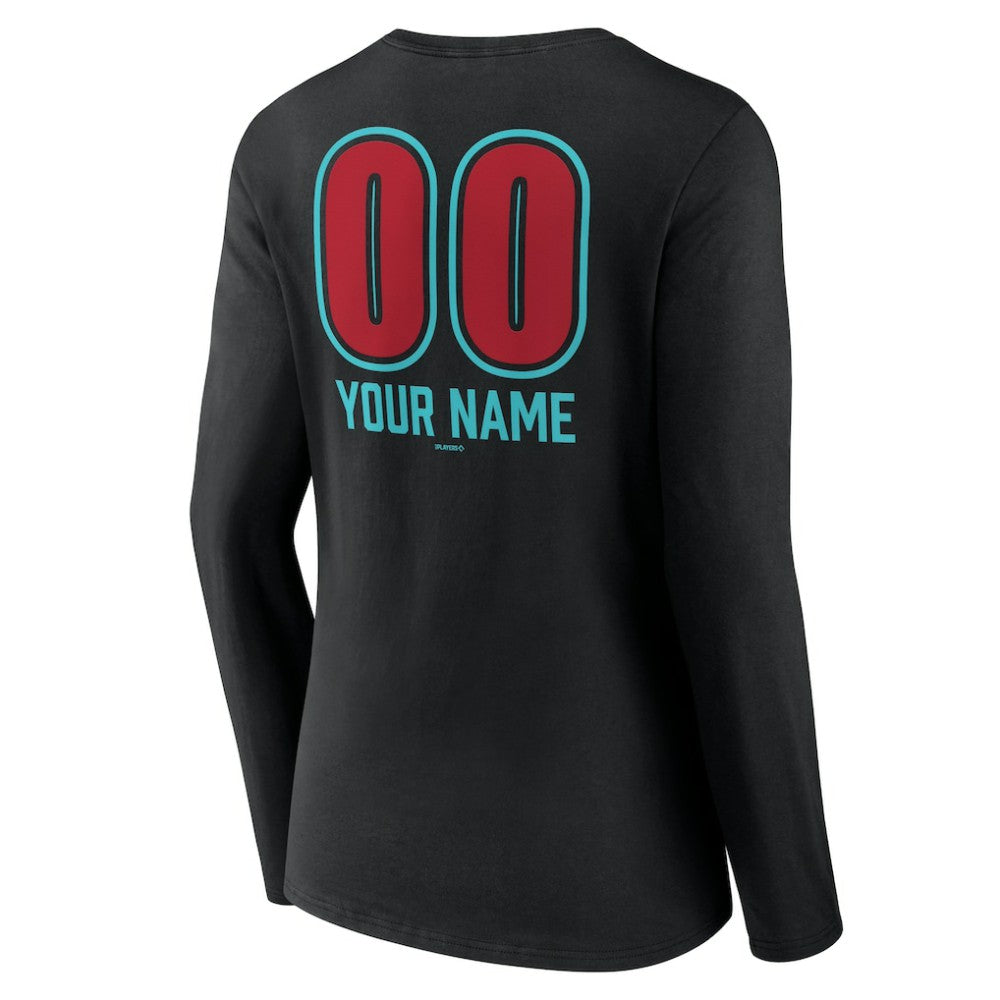 MLB Arizona Diamondbacks Women's Personalized Name & Number Fastball Long Sleeve V-Neck T-Shirt