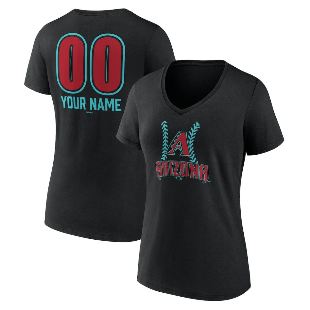 MLB Arizona Diamondbacks Women's Personalized Name & Number Fastball V-Neck T-Shirt