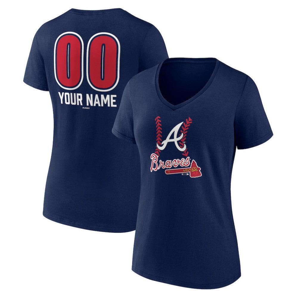 MLB Atlanta Braves Women's Personalized Name & Number Fastball V-Neck T-Shirt