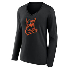 MLB Baltimore Orioles Women's Personalized Name & Number Fastball Long Sleeve V-Neck T-Shirt