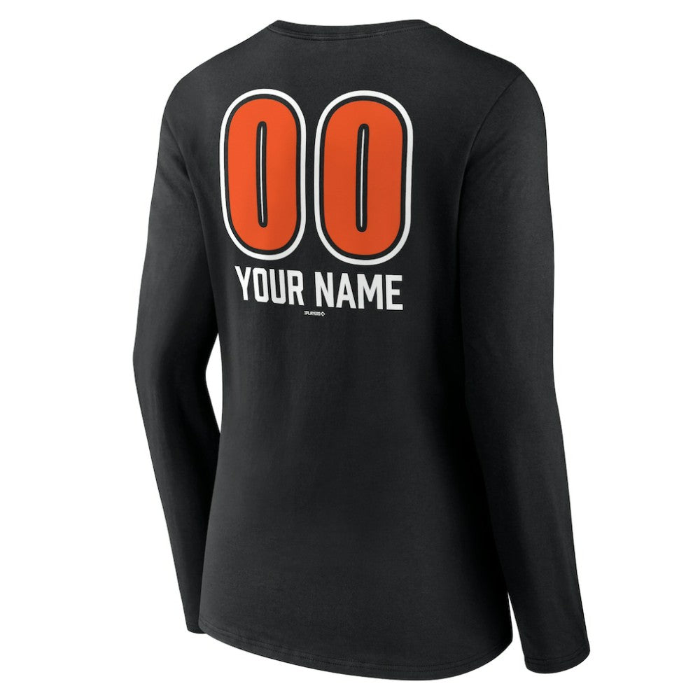 MLB Baltimore Orioles Women's Personalized Name & Number Fastball Long Sleeve V-Neck T-Shirt