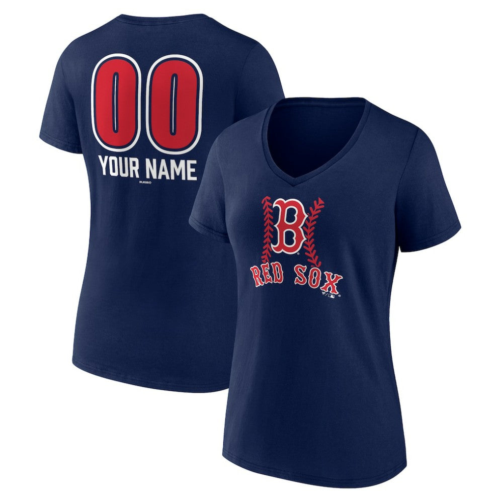 MLB Boston Red Sox Women's Personalized Name & Number Fastball V-Neck T-Shirt