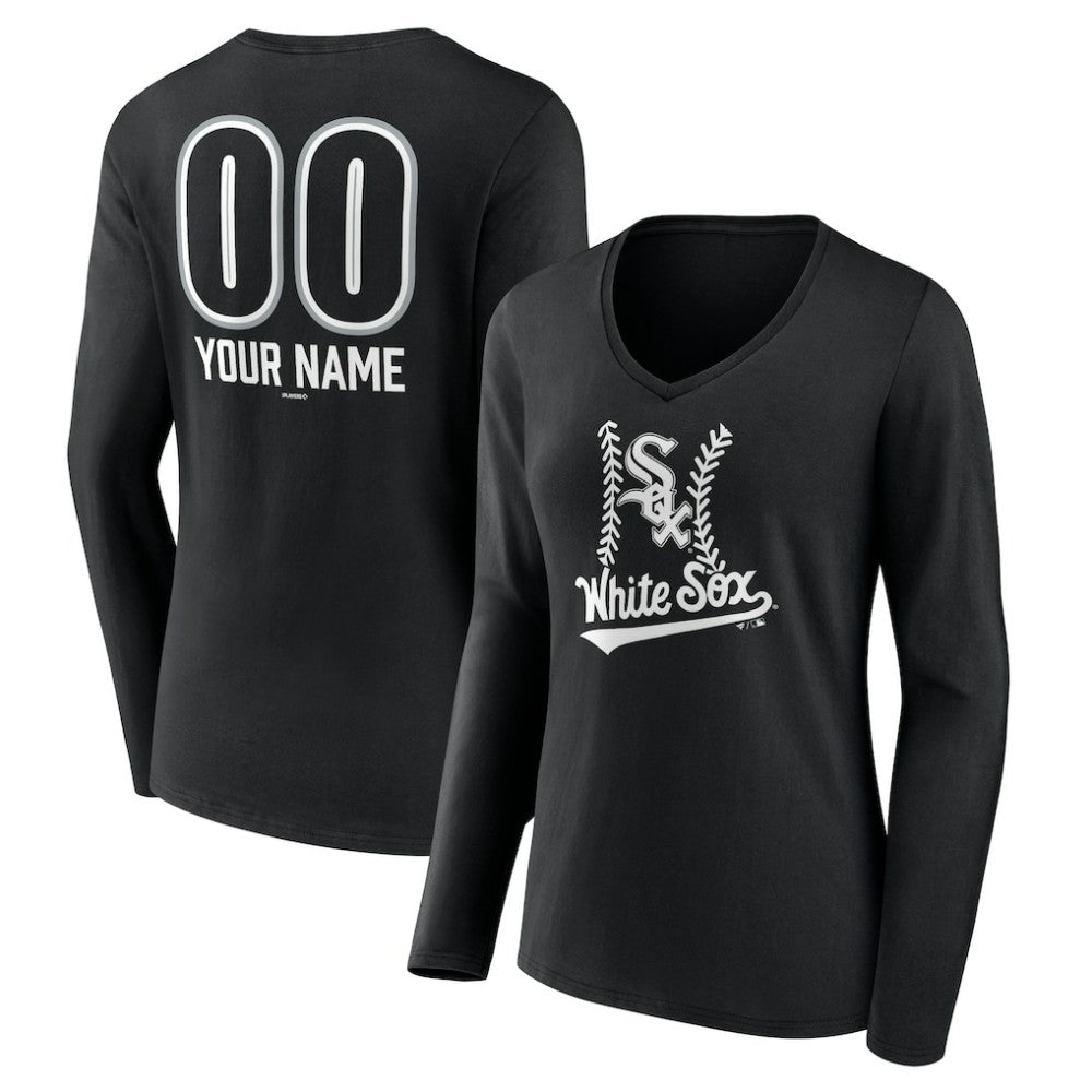 MLB Chicago White Sox Women's Personalized Name & Number Fastball Long Sleeve V-Neck T-Shirt
