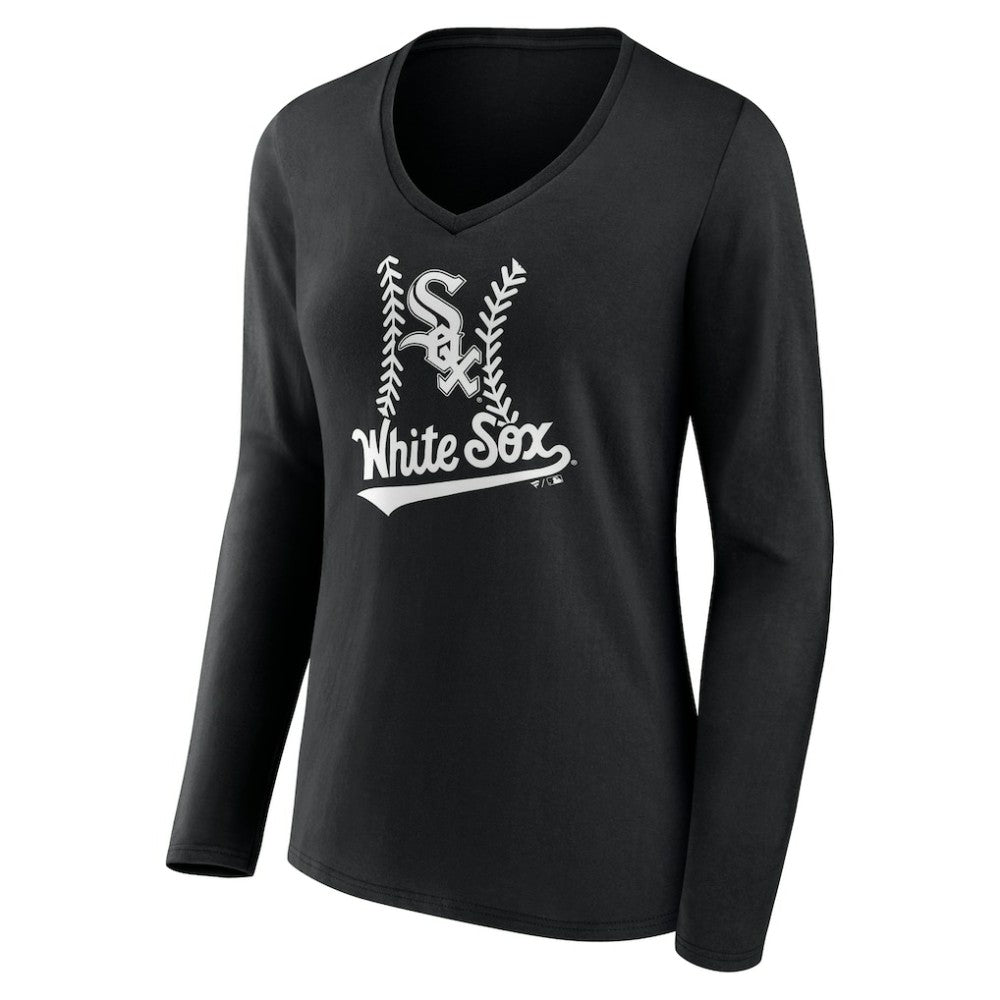 MLB Chicago White Sox Women's Personalized Name & Number Fastball Long Sleeve V-Neck T-Shirt
