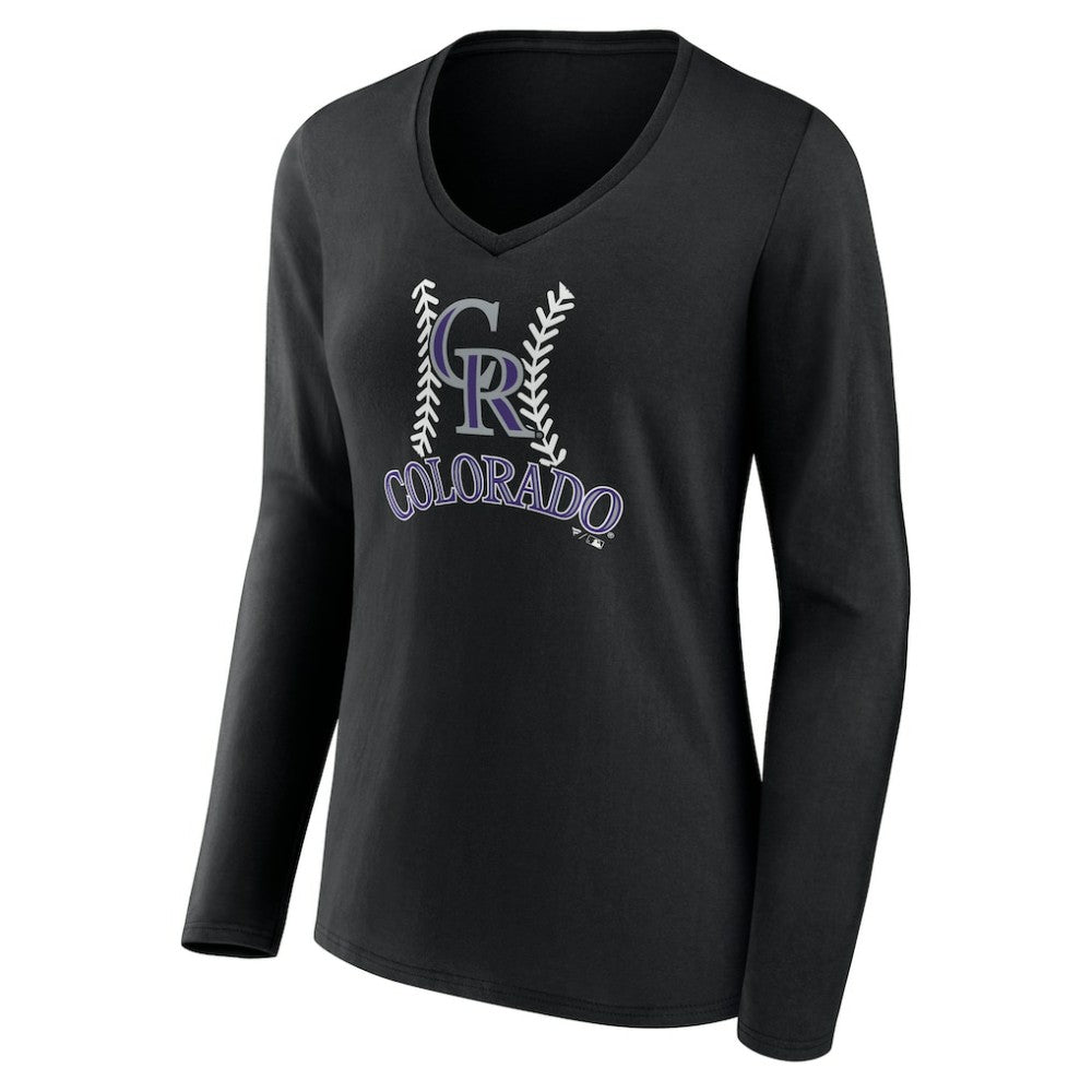 MLB Colorado Rockies Women's Personalized Name & Number Fastball Long Sleeve V-Neck T-Shirt