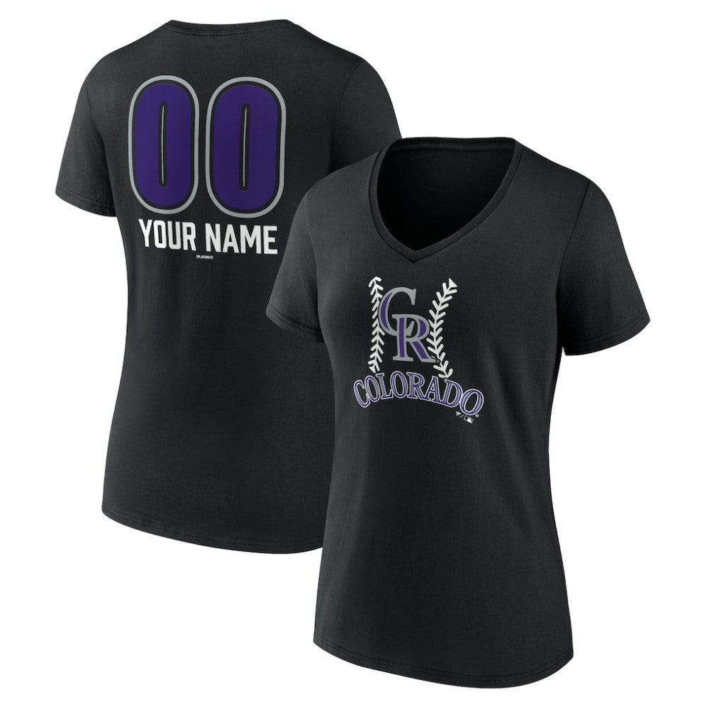 MLB Colorado Rockies Women's Personalized Name & Number Fastball V-Neck T-Shirt