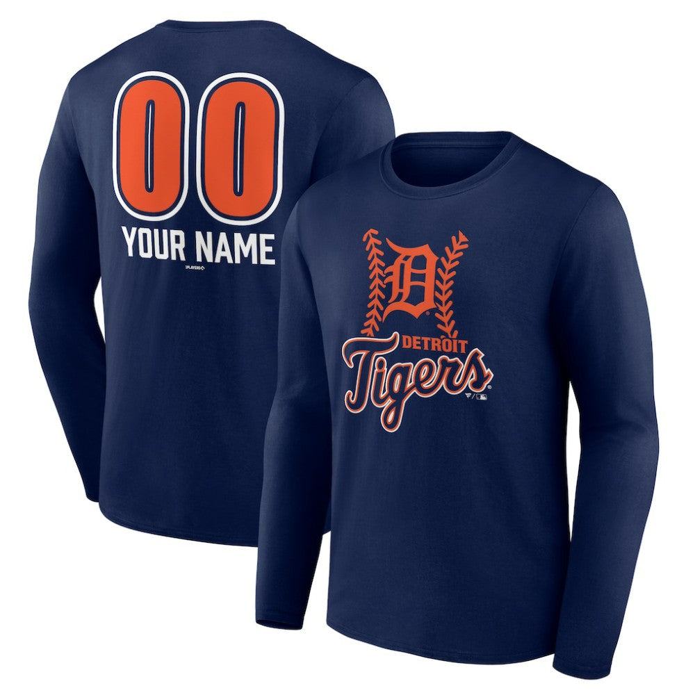 MLB Detroit Tigers Personalized Name & Number Fastball Long Sleeve T-Shirt
