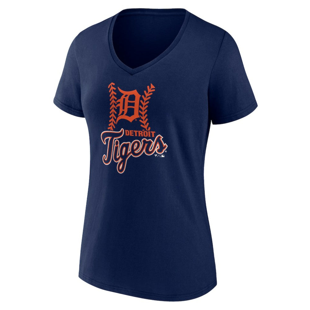 MLB Detroit Tigers Women's Personalized Name & Number Fastball V-Neck T-Shirt