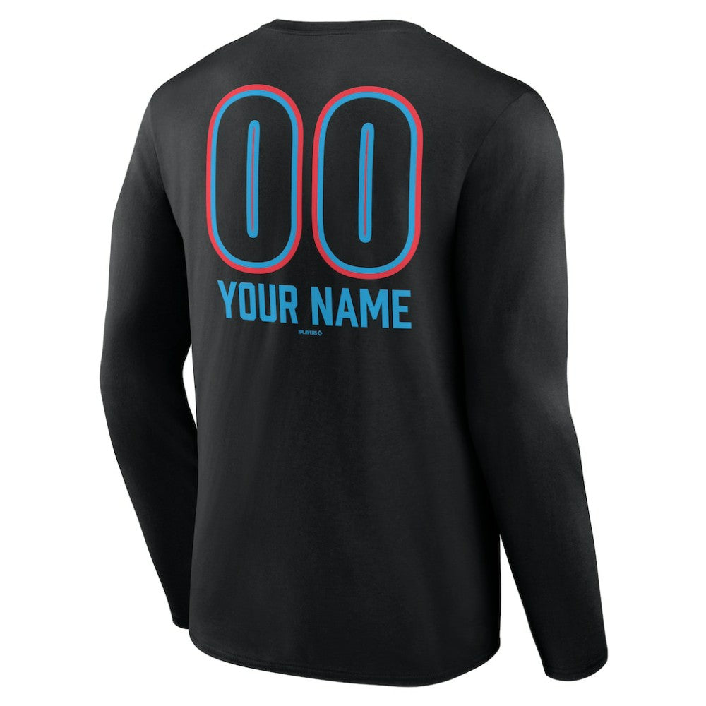 MLB Miami Marlins Personalized Name & Number Fastball Long Sleeve T-Shirt