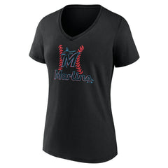 MLB Miami Marlins Women's Personalized Name & Number Fastball V-Neck T-Shirt