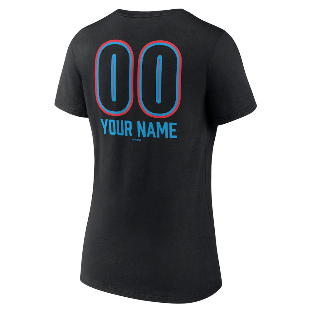 MLB Miami Marlins Women's Personalized Name & Number Fastball V-Neck T-Shirt