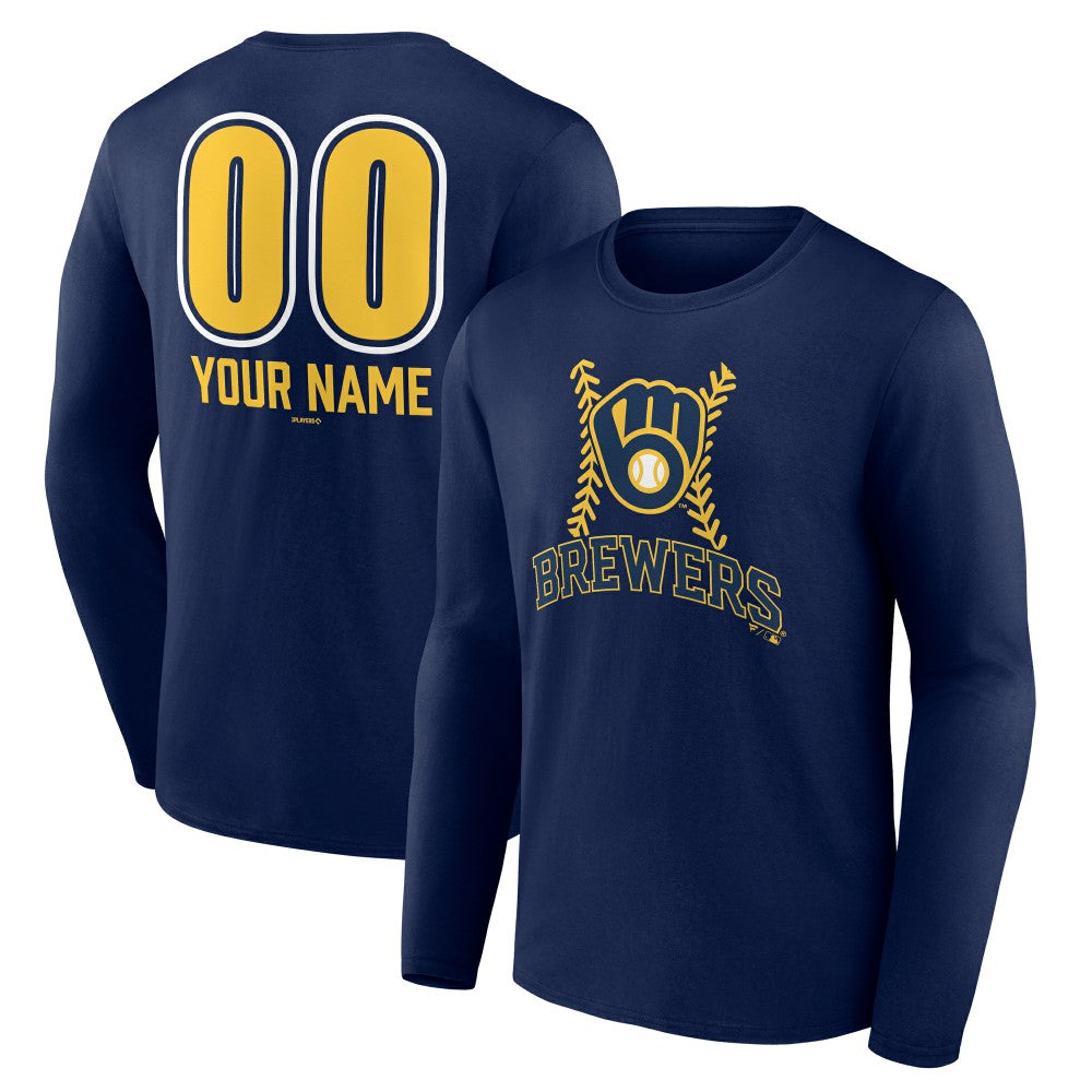 MLB Milwaukee Brewers Personalized Name & Number Fastball Long Sleeve T-Shirt