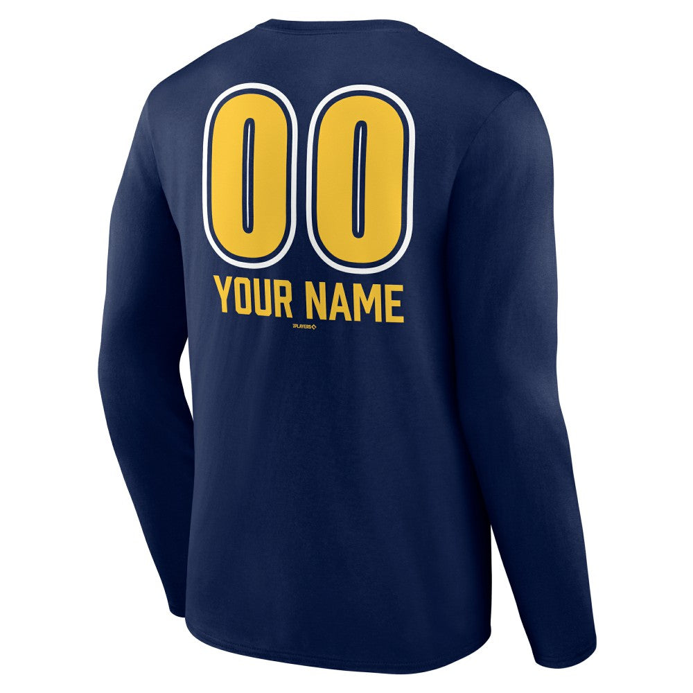 MLB Milwaukee Brewers Personalized Name & Number Fastball Long Sleeve T-Shirt