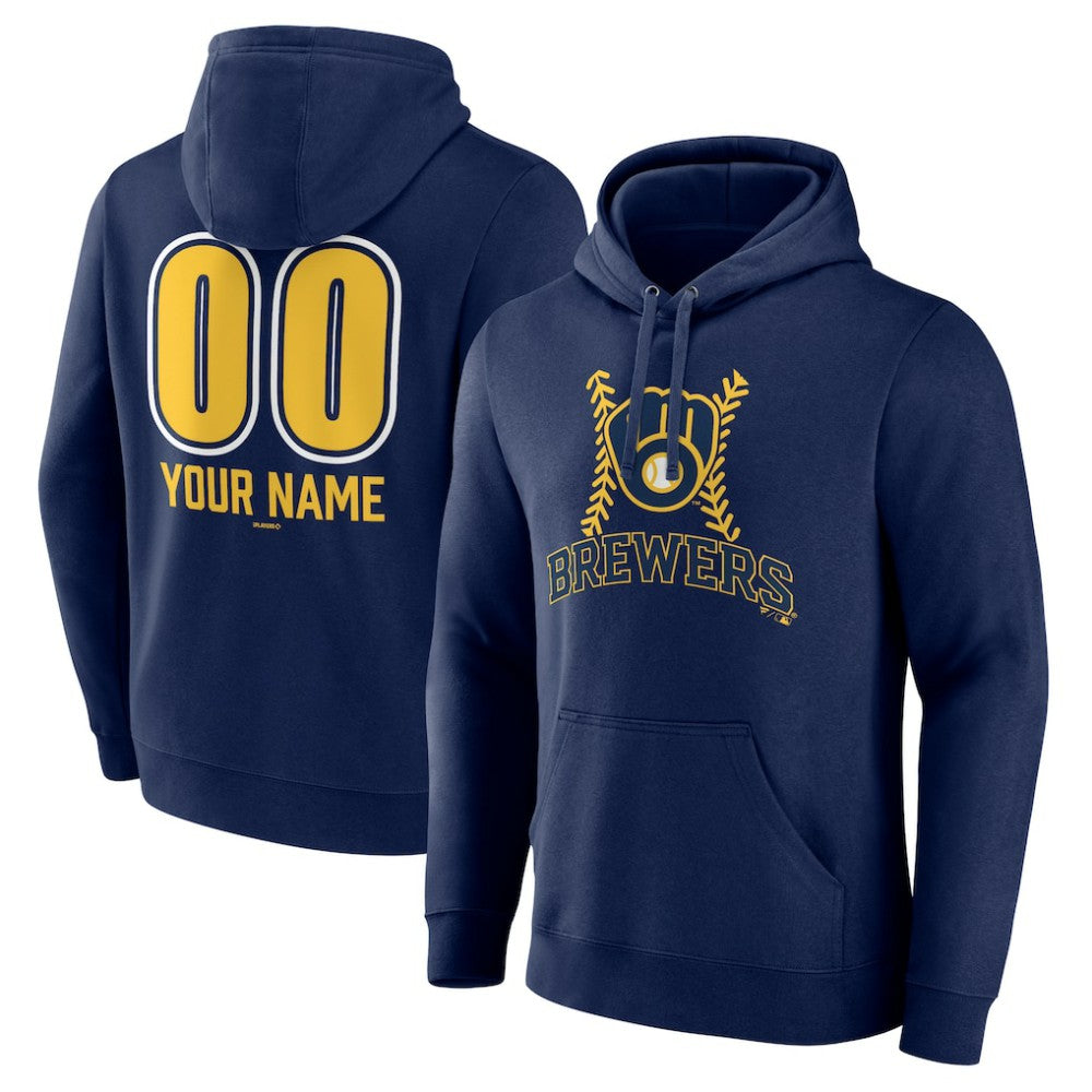 MLB Milwaukee Brewers Personalized Name & Number Fastball Pullover Hoodie