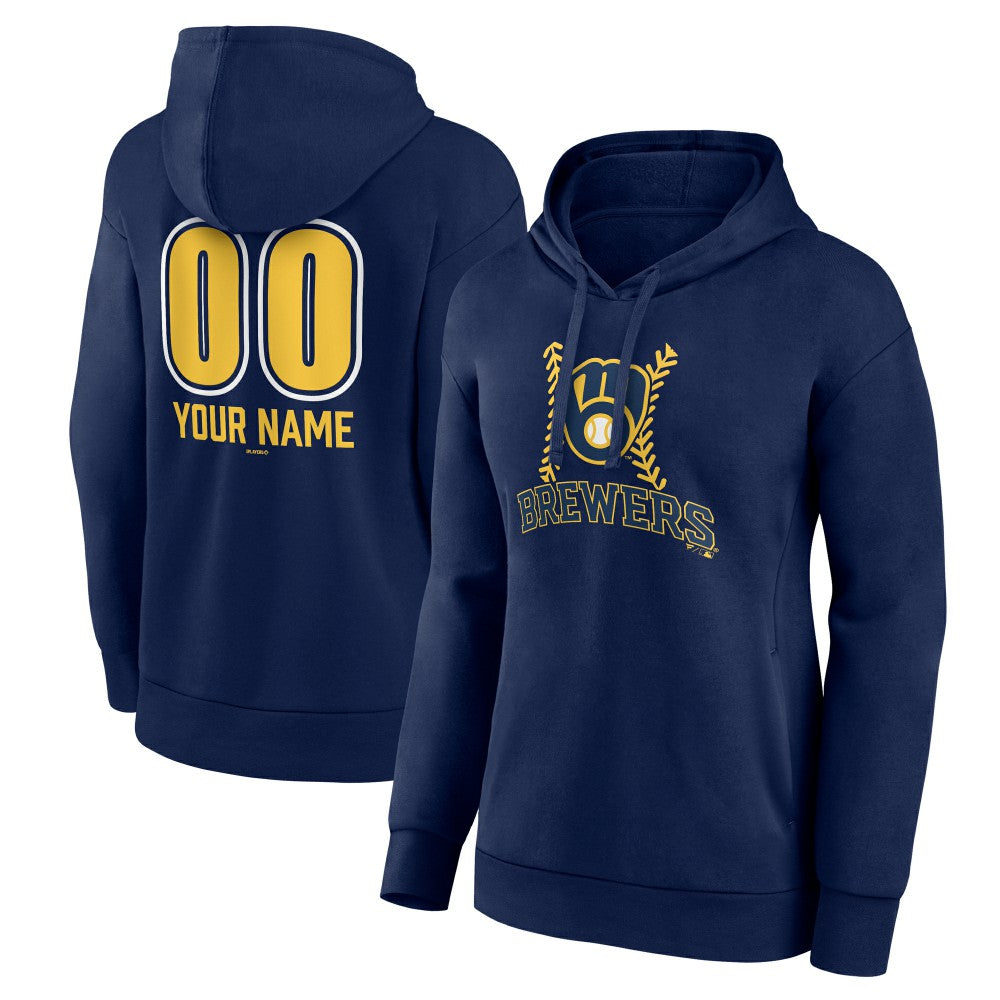 MLB Milwaukee Brewers Women's Personalized Name & Number Fastball Pullover Hoodie