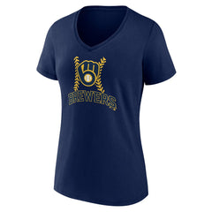 MLB Milwaukee Brewers Women's Personalized Name & Number Fastball V-Neck T-Shirt