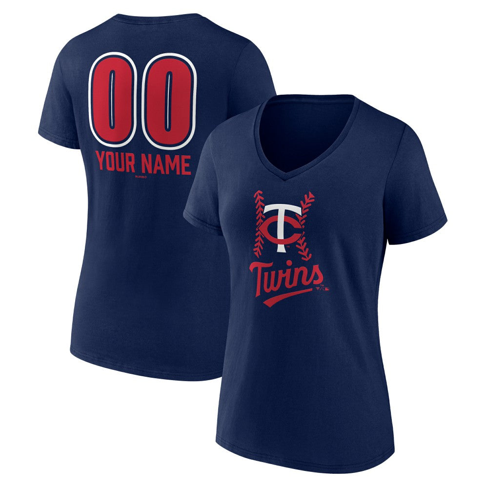 MLB Minnesota Twins Women's Personalized Name & Number Fastball V-Neck T-Shirt