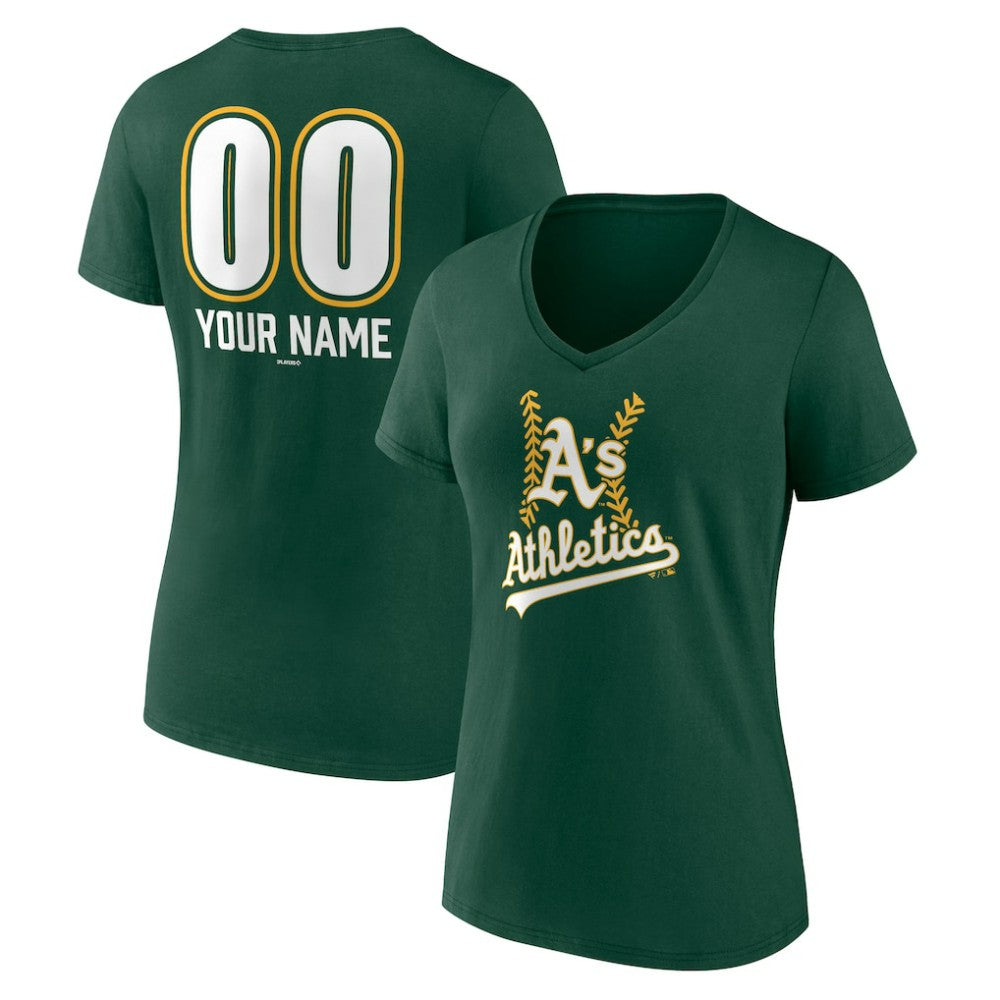MLB Athletics Women's Personalized Name & Number Fastball V-Neck T-Shirt