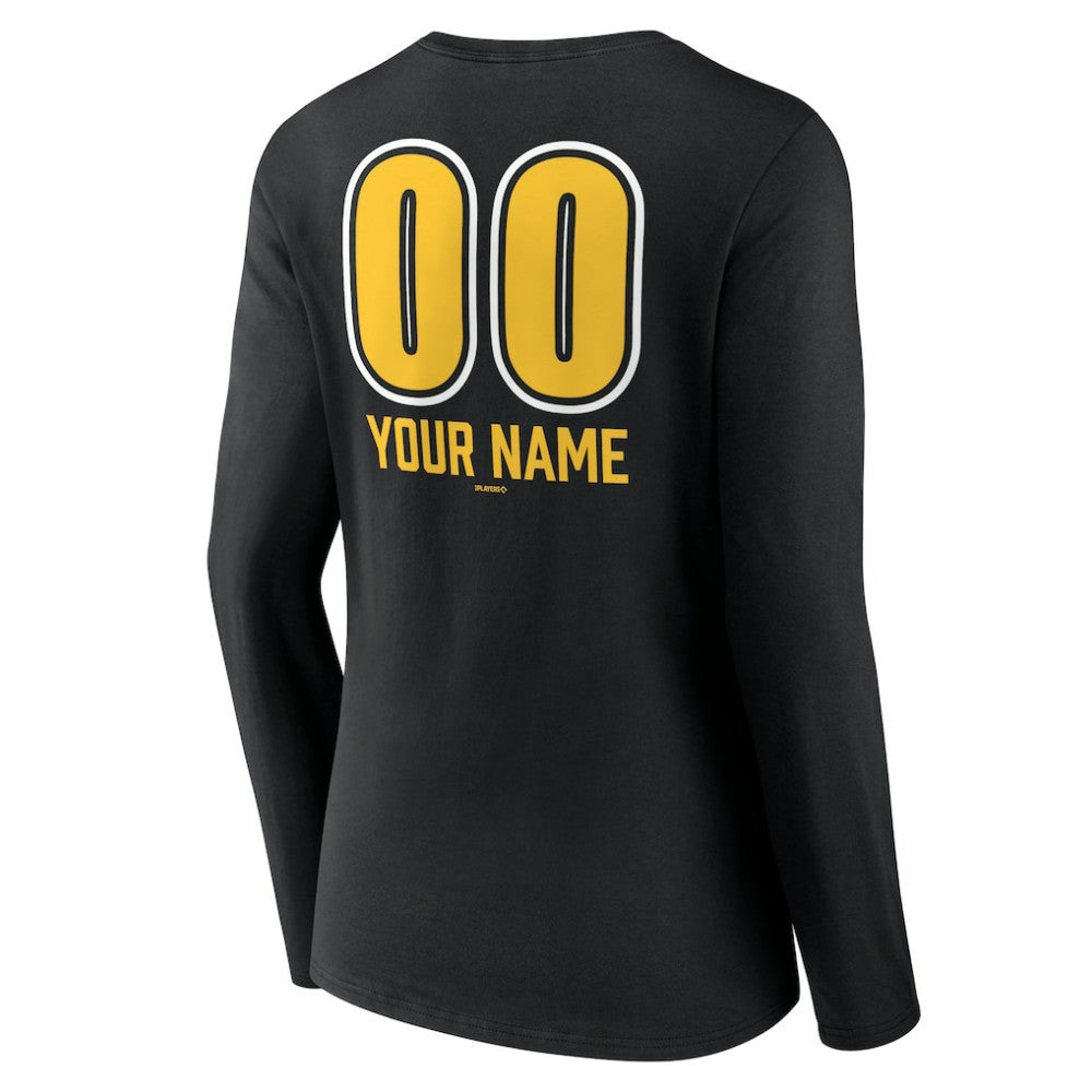 MLB Pittsburgh Pirates Women's Personalized Name & Number Fastball Long Sleeve V-Neck T-Shirt