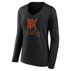 MLB San Francisco Giants Women's Personalized Name & Number Fastball Long Sleeve V-Neck T-Shirt