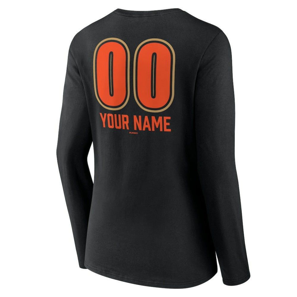 MLB San Francisco Giants Women's Personalized Name & Number Fastball Long Sleeve V-Neck T-Shirt