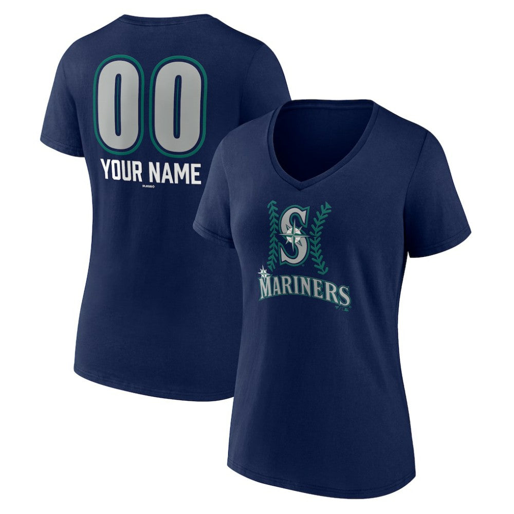 MLB Seattle Mariners Women's Personalized Name & Number Fastball V-Neck T-Shirt