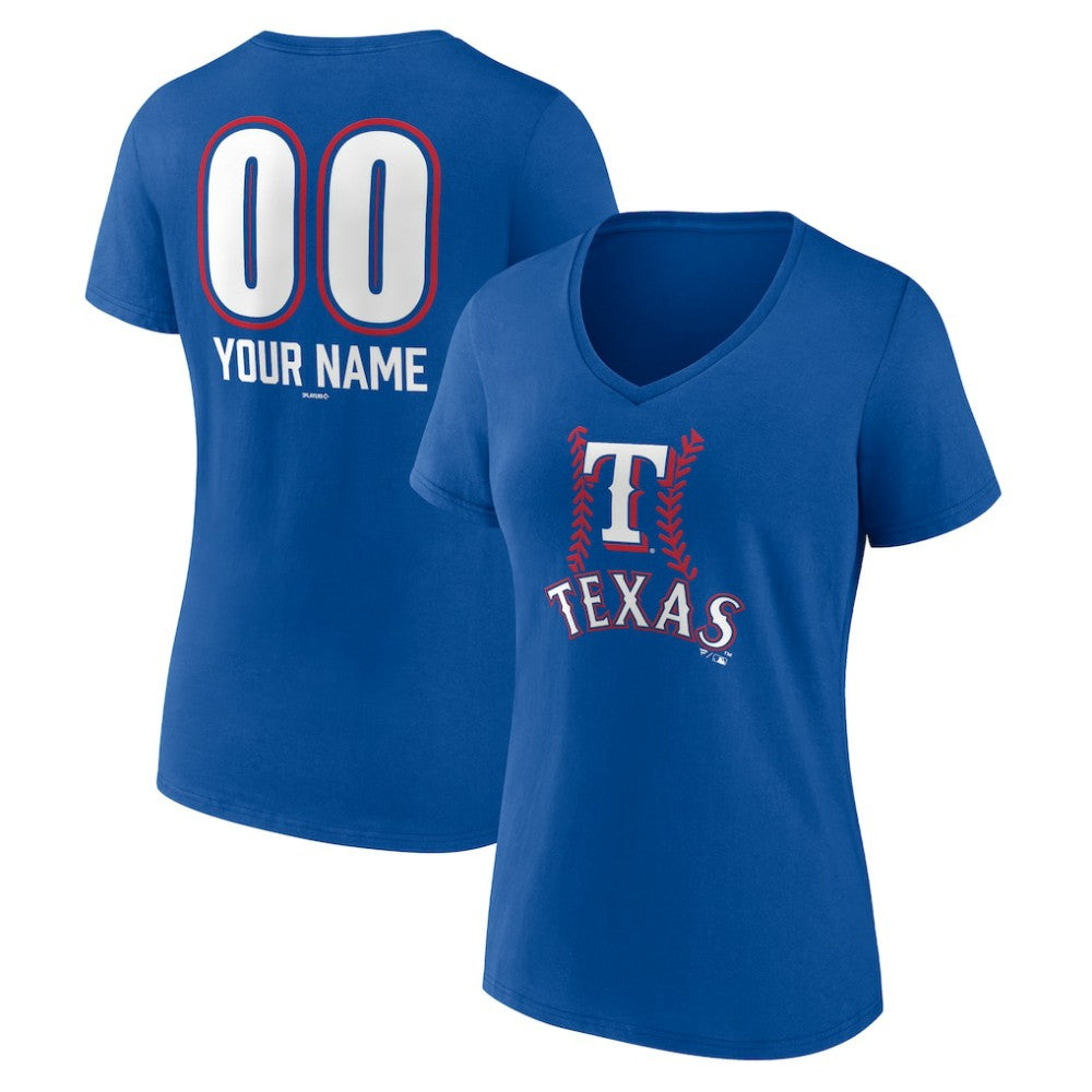 MLB Texas Rangers Women's Personalized Name & Number Fastball V-Neck T-Shirt