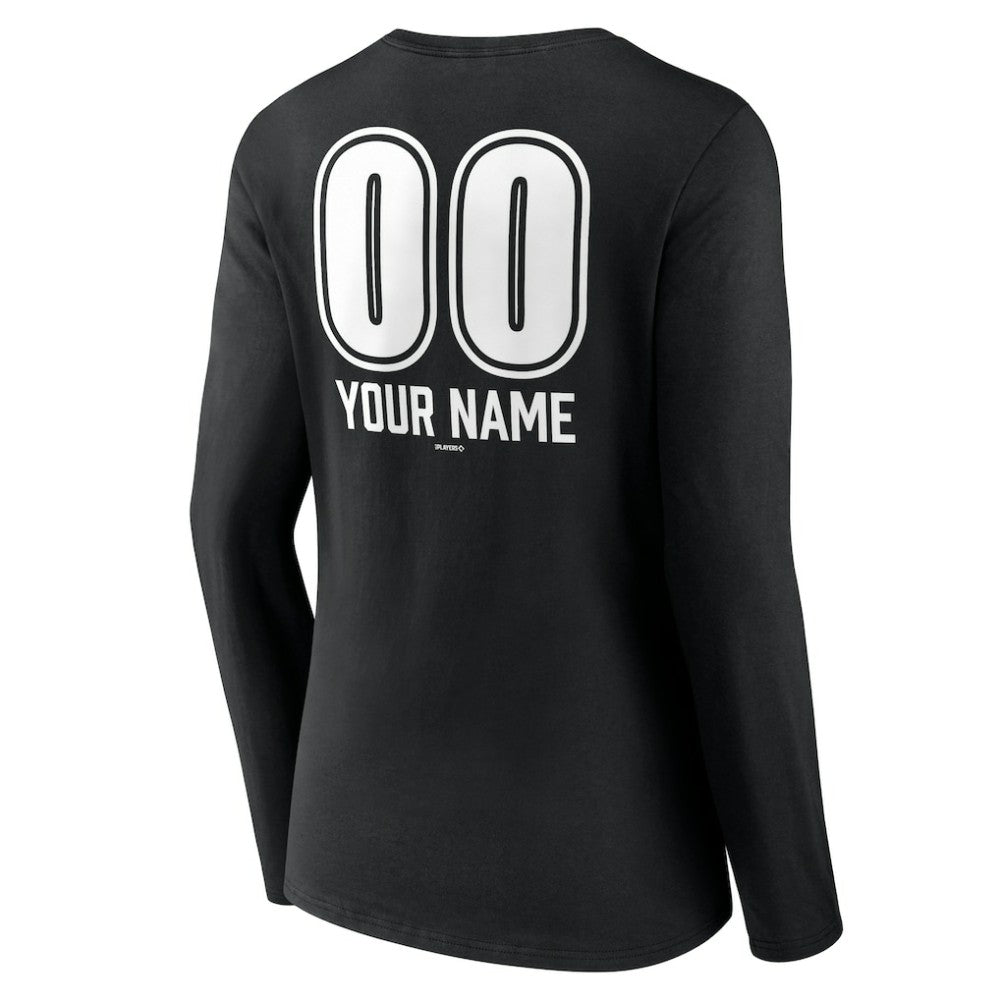MLB Los Angeles Dodgers Women's Personalized Name & Number Fastball Long Sleeve V-Neck T-Shirt