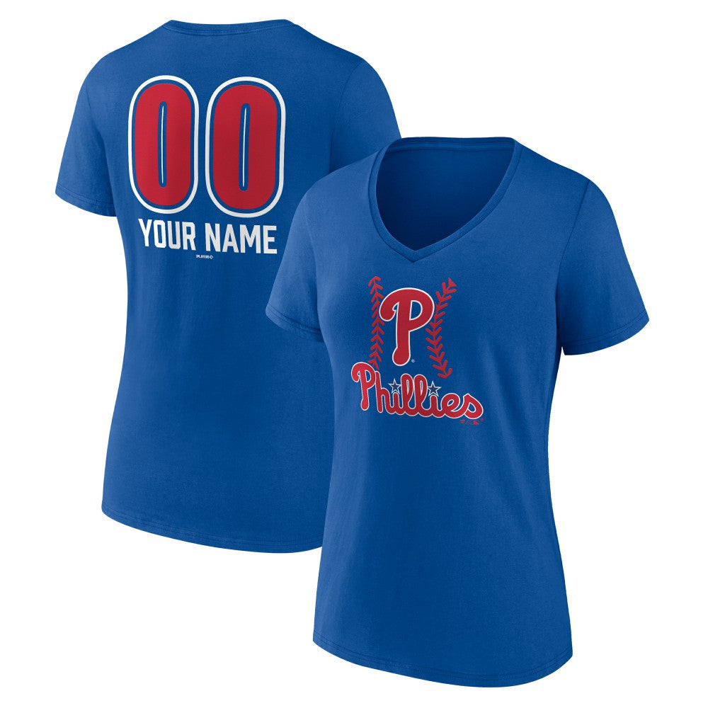 MLB Philadelphia Phillies Women's Personalized Name & Number Fastball V-Neck T-Shirt