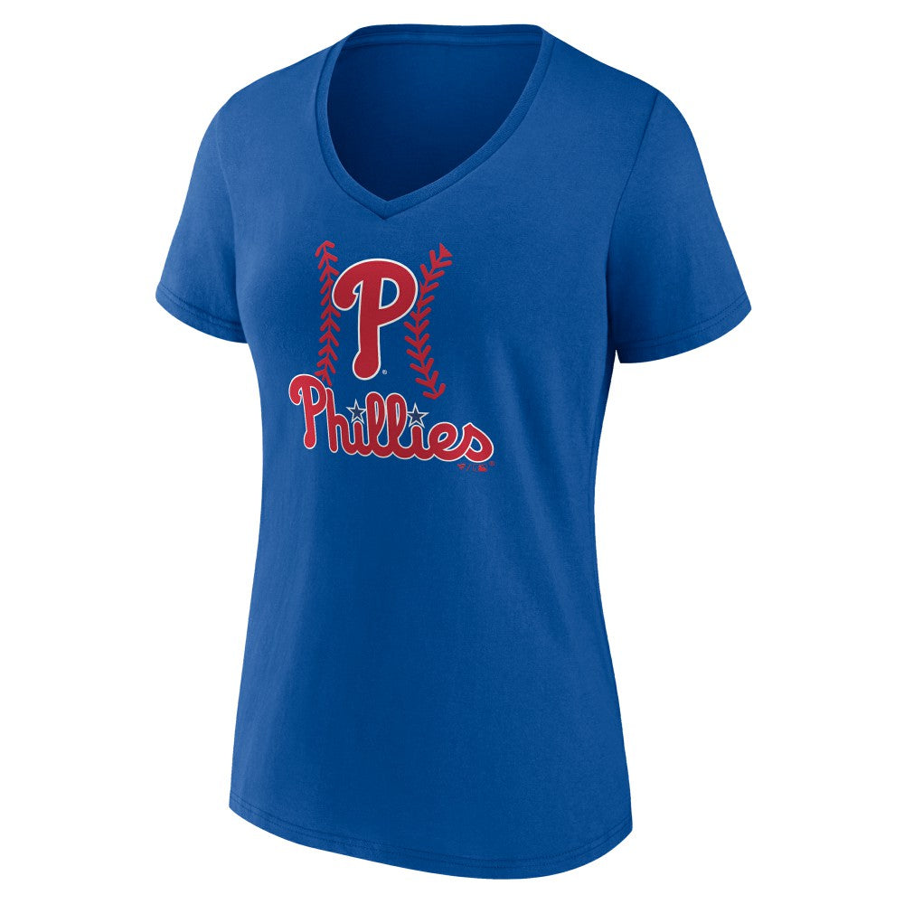 MLB Philadelphia Phillies Women's Personalized Name & Number Fastball V-Neck T-Shirt