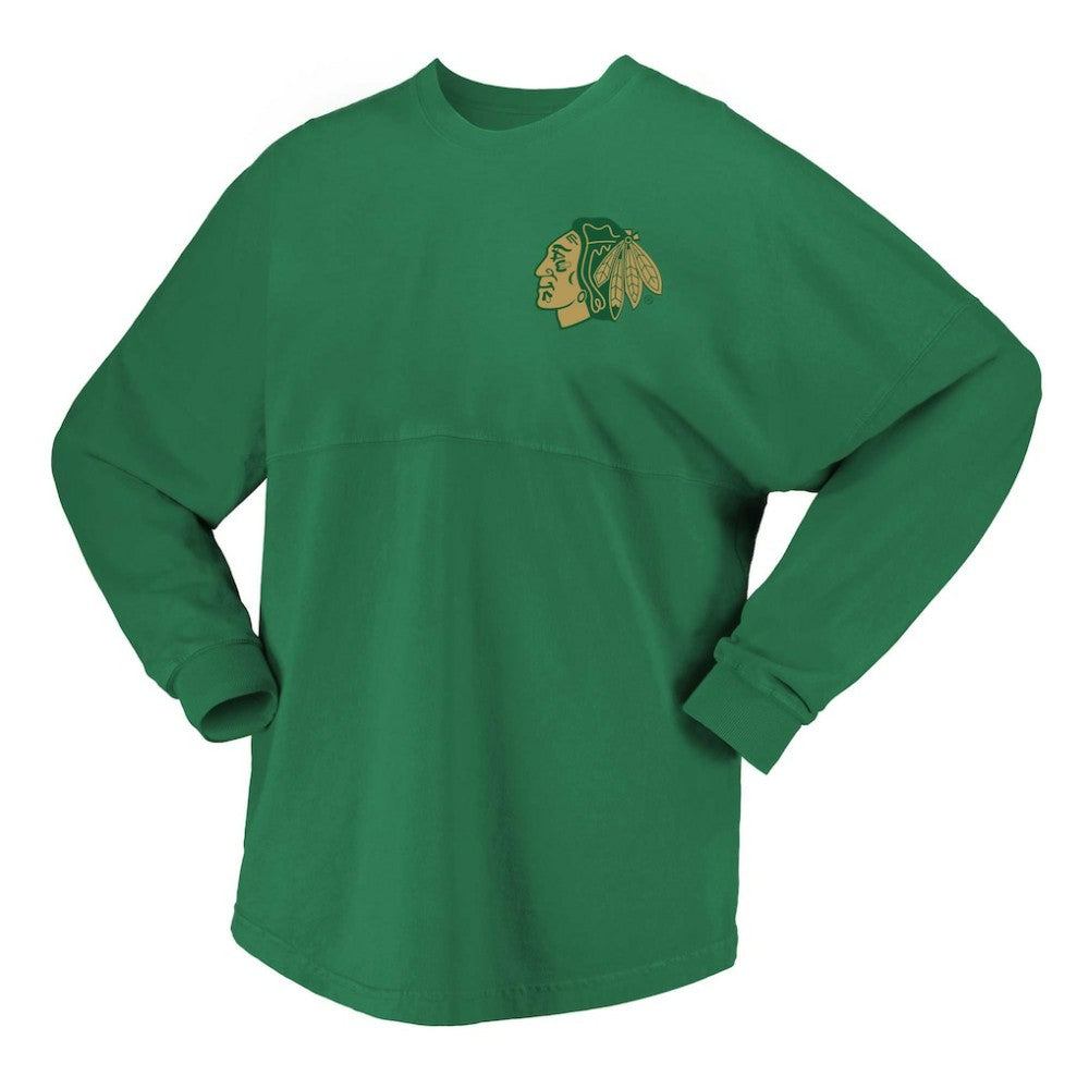NHL Kelly Green Chicago Blackhawks Fanatics Women's St. Patrick's Day Spirit Jersey T-Shirt