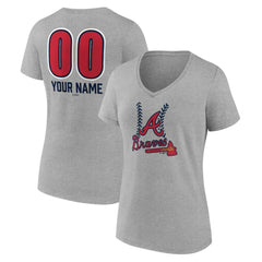 MLB Atlanta Braves Women's Personalized Name & Number Fastball V-Neck T-Shirt